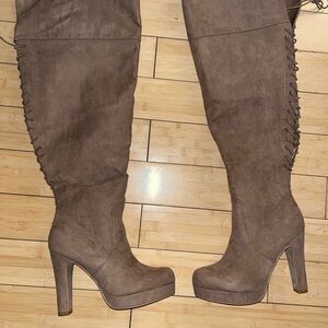 Torrid Taupe Over the Knee Boots
